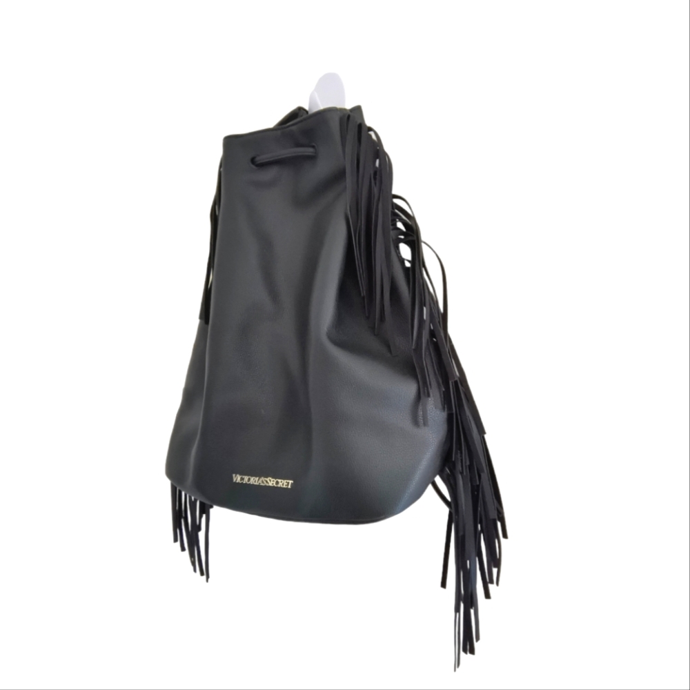 Victoria secret Tassel backpack purse black fringe leather boho women's …